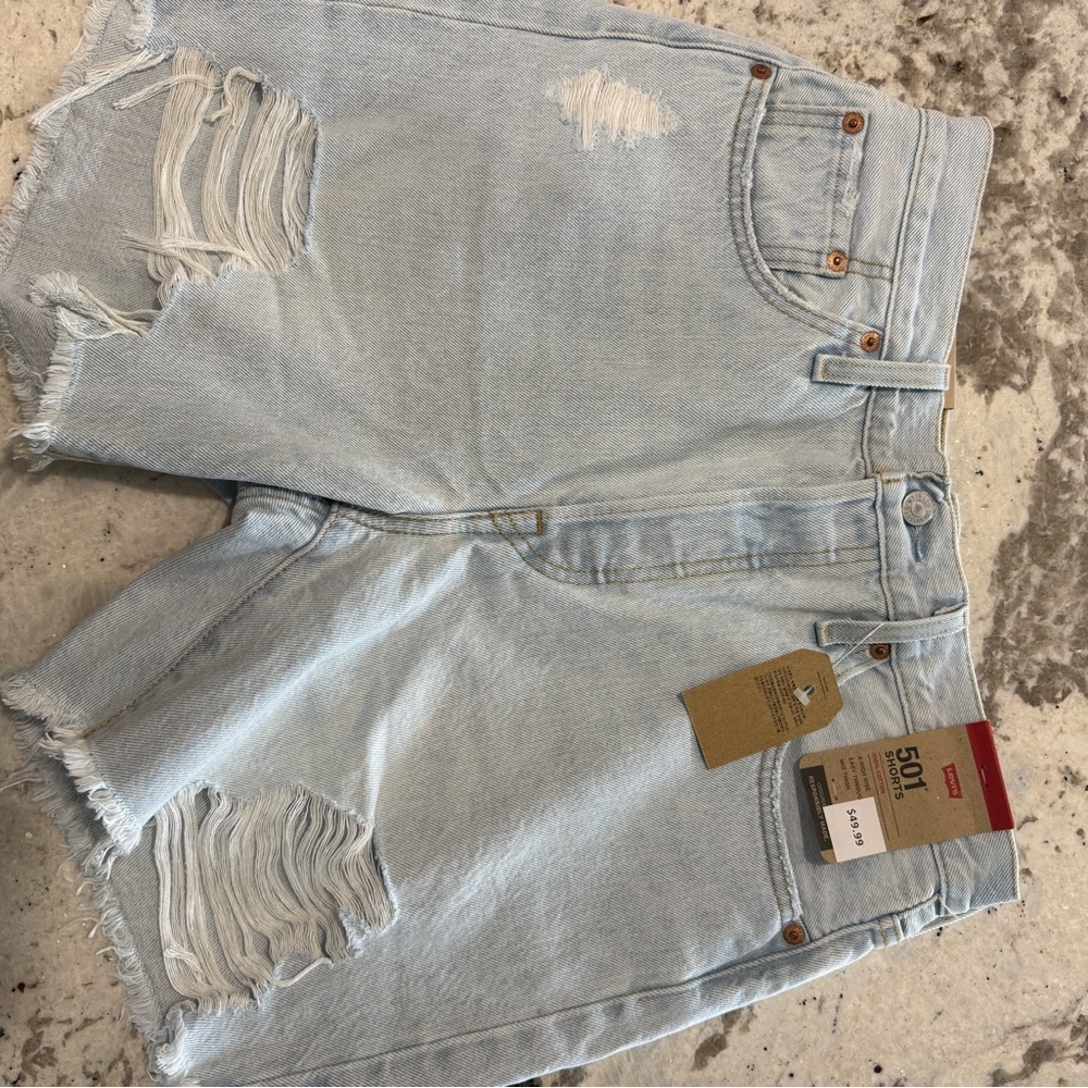 Levi's Women's Distressed Light Blue Jean Shorts